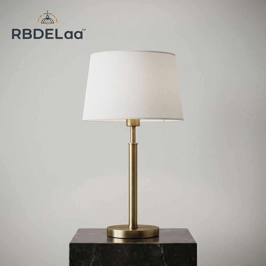 Rbdelaa™ Fabric Shade Bedroom Table Lamp — Soft Bedside Lighting for Everyday Comfort